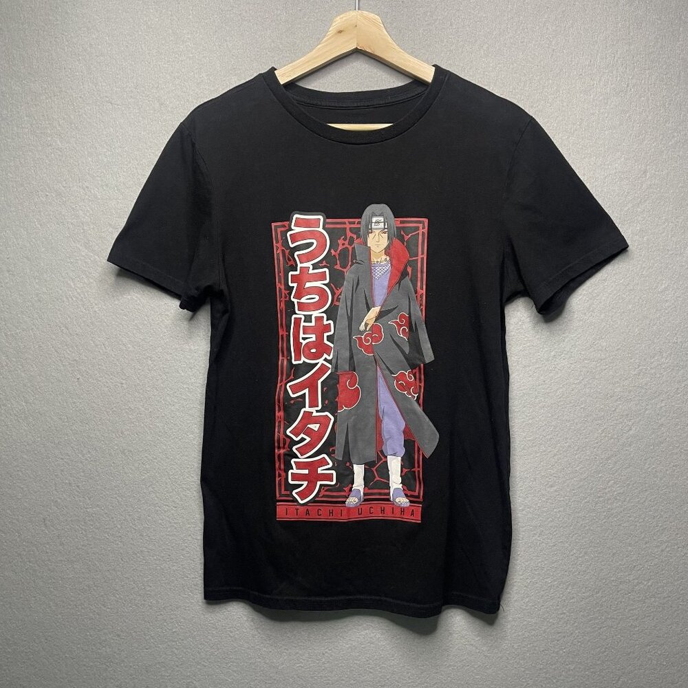 Naruto Itachi Uchiha Graphic Black T-Shirt Anime Design Mens S